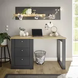 Home Affaire Büromöbel-Set HOME AFFAIRE "Westminster", grau (grau dunkel), B:138cm H:170cm T:60cm, Holzwerkstoff, Metall, Arbeitsmöbel-Sets, Büromöbel-Set, im romantischen Landhausstil, exclusiv by Otto