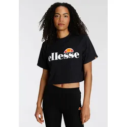 T-Shirt ELLESSE "ALBERTA CROPPED TEE", Damen, Gr. 42, grau (anthrazit), Obermaterial: 100% Baumwolle, sportlich, bauchfrei, Rundhals, Kurzarm, Shirts Cropped Shirt