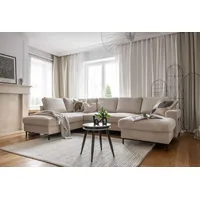 miuform Lofty Lilly - Ecksofa mit Schlaffunktion und Bettkasten Wohnlandschaft U Form, XXL Couch U Form, Big Sofa XXL, Eckcouch mit Schlaffunktion und Bettkasten, Ecksofa Beige