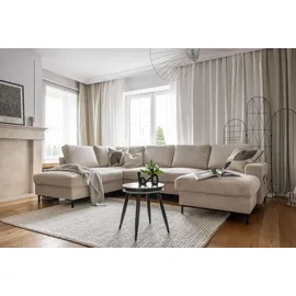miuform Lofty Lilly - Ecksofa mit Schlaffunktion und Bettkasten Wohnlandschaft U Form, XXL Couch U Form, Big Sofa XXL, Eckcouch mit Schlaffunktion und Bettkasten, Ecksofa Beige