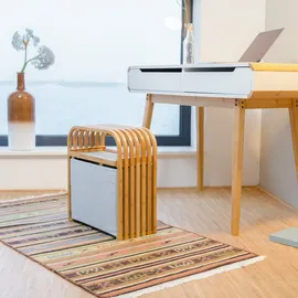 Relaxdays Hocker mit Aufbewahrung, Grau,Hellbraun