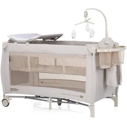 Chipolino Reisebett Bella, seitlicher Eingang, Moskitoschutz, Wickelauflage weiß beige