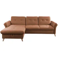 Sit & More Ecksofa, Cognac, Textil, Buche, massiv, 5-Sitzer, L-Form, 268x176 cm, Made in EU, Schlafen auf Sitzhöhe, Rücken echt, Wohnzimmer, Sofas & Couches, Wohnlandschaften, Ecksofas