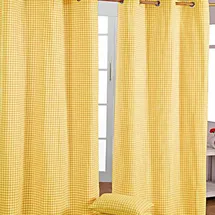 Homescapes Ösenvorhang Vichy-Karo blickdicht 2er-Set, 137/182 cm,