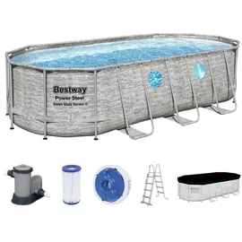 BESTWAY Power Steel Swim Vista Series Set 549 x 274 x 122 cm steinwandoptik inkl. Filterpumpe