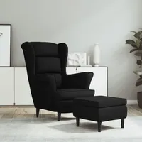 vidaXL Ohrensessel mit Hocker Samt 64 x 96 x 90 cm Schwarz