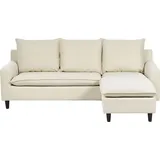 Beliani Ecksofa Hellbeige Polsterbezug L-Förmig Linksseitig Universal Traditionell Wohnzimmer - Beige/Schwarz