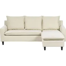 Beliani Ecksofa Hellbeige Polsterbezug L-Förmig Linksseitig Universal Traditionell Wohnzimmer - Beige/Schwarz