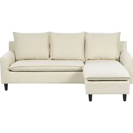 Beliani Ecksofa Hellbeige Polsterbezug L-Förmig Linksseitig Universal Traditionell Wohnzimmer - Beige/Schwarz