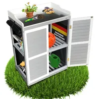 Coemo Gartenschrank Lola aus Holz Balkonschrank mit verzinkter Arbeitsplatte