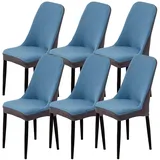 WYLEBER Stuhlhussen für Gebogene Esszimmerstühle 1er-/2er-/4er-/6er-Set,Dehnbare Abnehmbare Esszimmer Stuhlhussen mit Elastischer Unterseite,für die Dekoration von Hochzeitsfeiern(Lake Blue,6 Set)