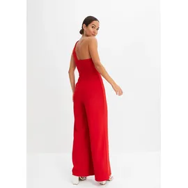 bonprix Overall BONPRIX, Damen, Gr. 44/46 (L), N-Gr, rot (rot (länge: regulär)), Obermaterial: 95% Polyester, 5% Elasthan. Futter: 100% Polyester, festlich, slim fit, Overalls Overall, für festliche Anlässe, One-Shoulder-Design, Slim fit, ärmellos