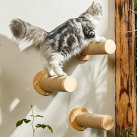 FREETOO Sisalstufe aus Fichtenholz, Katzentreppe Katzen Kletterwand bis 18 kg