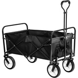 Bollerwagen Faltbar,Handwagen Transportwagen 100kg Belastbarkeit Gartenwagen inkl. 2 Netztaschen,verstellbarem Griff für Draussen Camping,Einkaufen