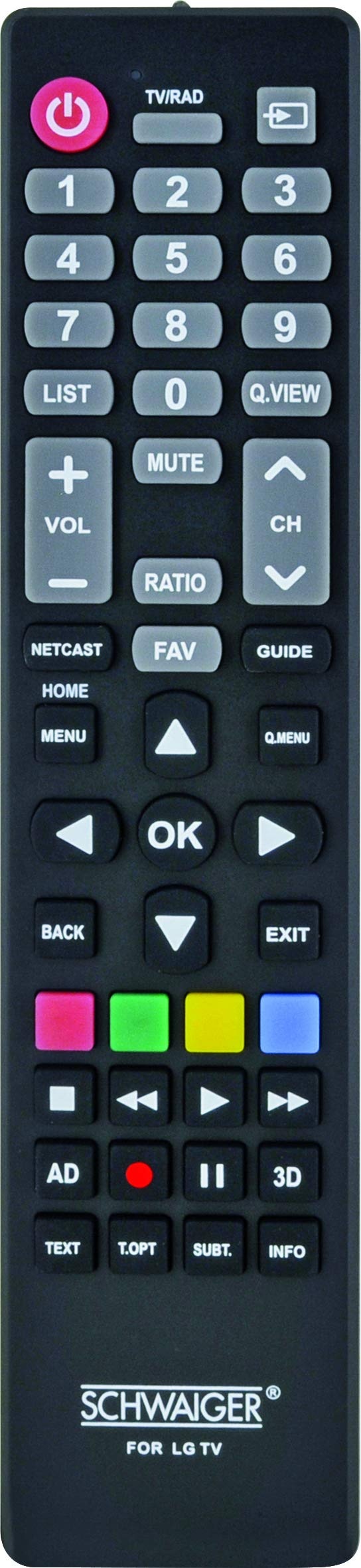 SCHWAIGER 662856 Universal Fernbedienung LG Ersatzfernbedienung Remote Control TV-Fernbedienung für alle LG Fernseher Infrarot