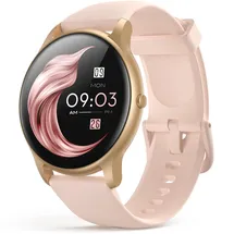 agptek Smartwatch, AGPTEK 1,3 Zoll runde Armbanduhr mit personalisiertem Bildschirm, Musiksteuerung, Herzfrequenz, Schrittzähler, Kalorien, usw. IP68 Wasserdicht Fitness Tracker für iOS und Android, Rosa