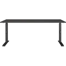 Germania Schreibtisch GERMANIA "Lemont", grau (graphit, schwarz, graphit), B:180cm H:68cm T:80cm, Tische, Schreibtisch, Mechanisch höhenverstellbarer Schreibtisch