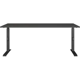 Germania Schreibtisch GERMANIA "Lemont", grau (graphit, schwarz, graphit), B:180cm H:68cm T:80cm, Tische, Schreibtisch, Mechanisch höhenverstellbarer Schreibtisch