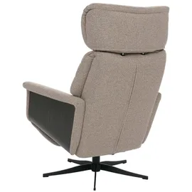 MCA Furniture MCA Relaxsessel HWC-N56, Fernsehsessel Liegesessel Fußstütze drehbar Bouclé Stoff Holz ~ Stoff braun, Holz grau