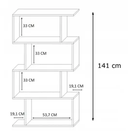 OEM MATKAM Möbel Bücheregal Wenge, Holzwerkstoff, 76.4x141x28 cm, Wohnzimmer, Regale, Bücherregale