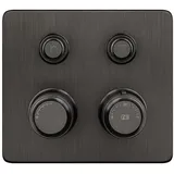 GESSI Hi-FI Fertigmontageset Thermostat mit Tasten-Bedienung on/off, 2-Wege, Regen und Handbrause, Wandmontage, 65232707, Farbe: Metall Schwarz gebürstet