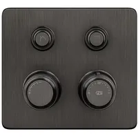GESSI Hi-FI Fertigmontageset Thermostat mit Tasten-Bedienung on/off, 2-Wege, Regen und Handbrause, Wandmontage, 65232707, Farbe: Metall Schwarz gebürstet