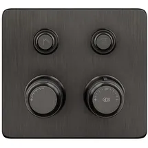 GESSI Hi-FI Fertigmontageset Thermostat mit Tasten-Bedienung on/off, 2-Wege, Regen und Handbrause, Wandmontage, 65232707, Farbe: Metall Schwarz gebürstet