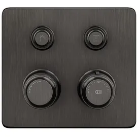 GESSI Hi-FI Fertigmontageset Thermostat mit Tasten-Bedienung on/off, 2-Wege, Regen und Handbrause, Wandmontage, 65232707, Farbe: Metall Schwarz gebürstet