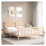 vidaXL Massivholzbett 160 x 200 cm Beige