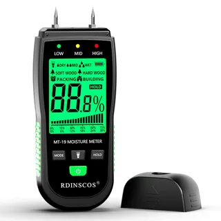 Feuchtigkeitsmessgerät RDINSCOS Feuchtigkeitsmesser Detector mit LCD-Display Holzfeuchte-messgerät,Holzfeuchtemessgerät für Brennholz,Holz,Papier,Böden