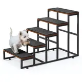 Hundetreppe 52 cm Hoch,Tiertreppe mit 5 Stufen, Haustiertreppe für Hund Katzen,Hundetreppe ,katzentreppe für alte Katzen,Hundetreppe für kleine,Bett & Couch,Haustiertreppe mit Filz Matte rutschfeste