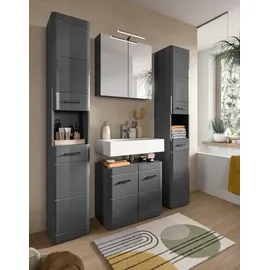 inn.furn Hochschrank grau Hochglanz, 30 cm, mit Soft-Close Strong