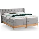 Belanoti Boxspringbett Hellgrau, Echtholz,Eiche, 7-Zonen, 180x200 cm, Schlafzimmer, Betten, Boxspringbetten