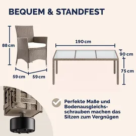 CASARIA Polyrattan Set 7-tlg. Beige