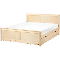Beliani Bett mit 4 Schubladen Kiefernholz Dauphin 140 x 200 cm