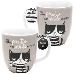 H:)PPY life Tasse 47925 mit Motivdruck 'Ich wurde positiv auf müde getestet'