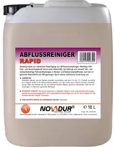 NOVADUR Abflussreiniger RAPID, Mühelose Beseitigung von Abflussverstopfungen, 10 l - Kanister