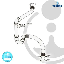 tecuro Raumspar Spülen Siphon Geruchsverschluss Weiß