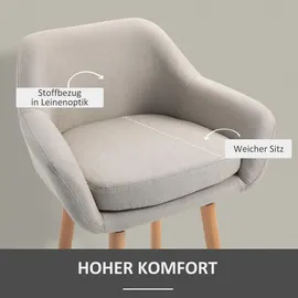 Homcom Barhocker, Barstuhl aus Leinen mit Sitzkissen, Küchenhocker, Bistrohocker mit Fußstützen, Buchenholzbeine, Tresenhocker für Wohnzimmer, Esszimmer, Beige, 55 x 48B x 100H cm