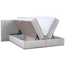 Fun Möbel Boxspringbett Schlafzimmerbett CEDRIC 180x200cm Stoff Magic Velvet Hellgrau - Grau