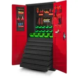 Werkzeugschrank TC007 Werkstattschrank Garagenschrank Universalschrank Lagerschrank Pulverbeschichtet Flügeltüren Stahlblech 185 cm x 92 cm x 50 cm (anthrazit/rot)