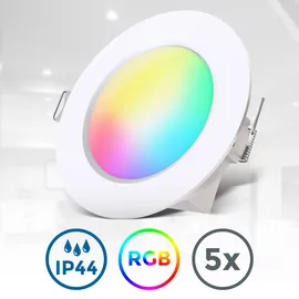 B.K.Licht Einbaustrahler 5er Set IP44 RGB mit Fernbedienung