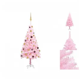 vidaXL Künstlicher Weihnachtsbaum mit Beleuchtung & Kugeln Rosa 120 cm