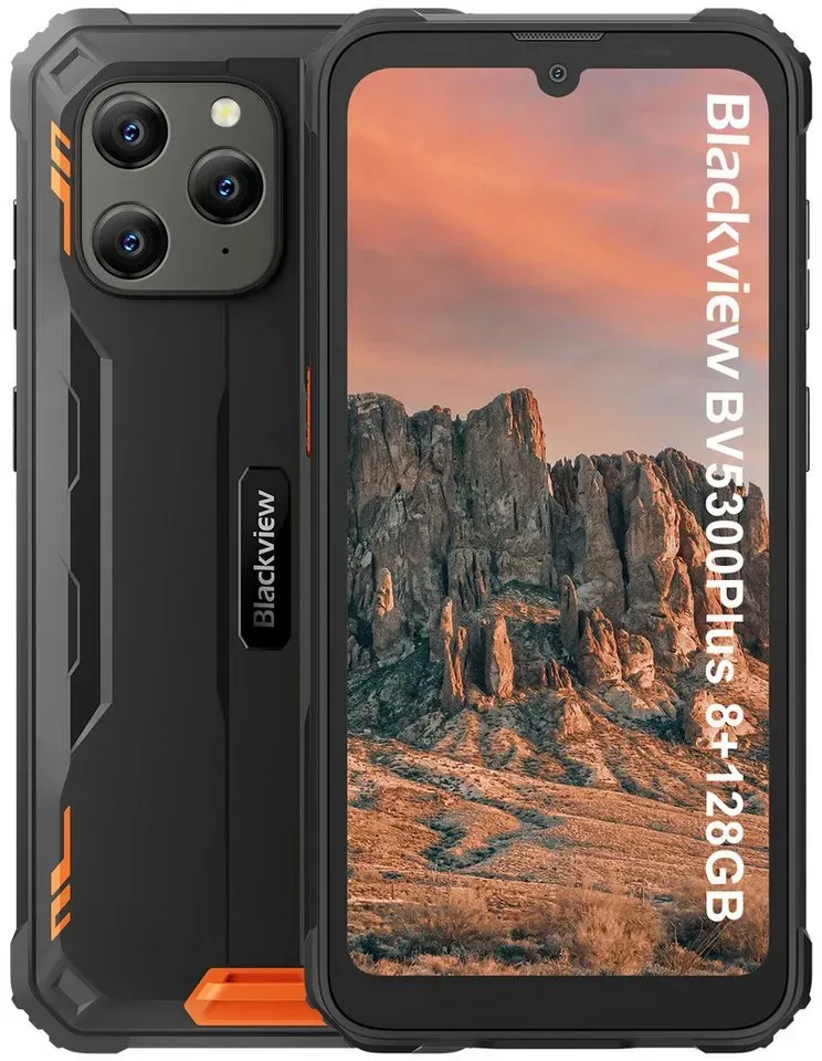 blackview BV5300Plus(8+128) Smartphone (6.1 Zoll, 128 GB Speicherplatz, 13 MP Kamera, Dual 4G SIM/Face ID/GPS/IP69K/Handschuh-Modus) orange