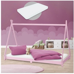 ML-DESIGN Kinderbett Kinderbett Tipi mit Lattenrost und Matratze 90×200 cm Rosa aus rosa