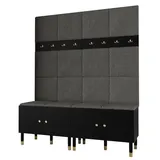 ABIKS MÖBEL Kompaktgarderobe PALERMO Set 3 Garderobe mit gepolsterten Paneelen, Industriell Design schwarz