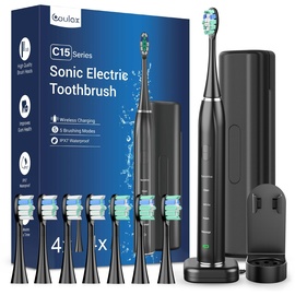 COULAX Sonic Elektrische Zahnbürste Schallzahnbürste für Erwachsene - COULAX Zahnbürsten Elektrisch Schallzahnbürste, Electric Toothbrush Mit 8 kopf, 5 modi, Timer, Geschenk für sie/ihn