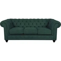 Home Affaire Chesterfield-Sofa HOME AFFAIRE "Duc 3-Sitzer", grün, B:198cm H:74cm T:89cm, Samtoptik (100% Polyester);Samtoptik (100% Polyester);Luxus-Microfaser Lederoptik (100% Polyester), Sofas, hochwertige Knopfheftung im Rücken, Samtoptik mit changierender Optik