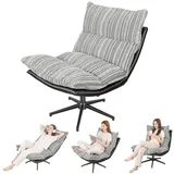 Rutaqian Relaxsessel Drehsessel 360° Schaukelstuhl mit Schaukelfunktion Relaxsessel drehbar, Loungesessel mit Kissen, Wohnzimmersessel, 103x66x89 cm grau