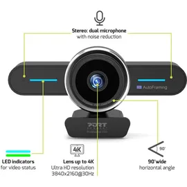 PORT DESIGNS Mini-Konferenzkamera 4K Schwarz